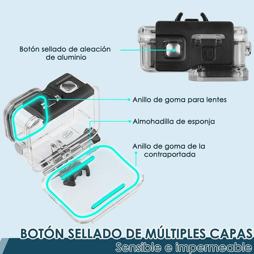 Domokala-funda Impermeable Para Gopro Hero 9/10/11/12 Carcasa Protectora Y De Buceo ,carcasas Para Cámaras De Acción Subacuáticas, Resistente Al Agua Hasta 60 M Con Tapón Y Tornillo Extraíble Quick Pu