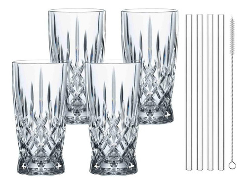 Juego 4 Vasos Softdrink Con Popotes Noblesse Nachtmann