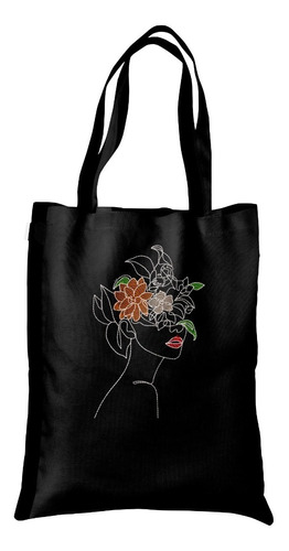 Bolsa Tote Bag Artesanal Gabardina Bordado Mujeres Y Flores