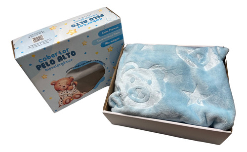 Cobertor Manta Antialérgica Bebê Premium Ursinho Azul Bebê