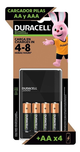 Cargador Duracell C/4 Pilas Recargables Aa De 2500mah