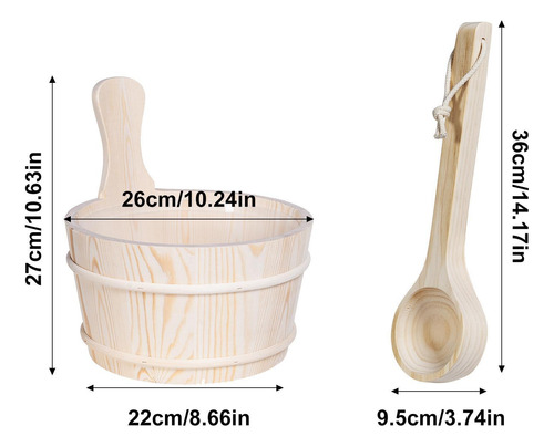Juego De Cubo Y Cucharón Para Sauna Cedar Kit Sauna 4l Inter