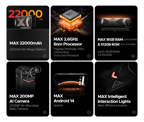 Smartphone W Doogee V Max Plus 22000mah 36 Gb (16+20) 512 Gb