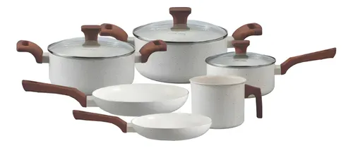 Conjunto Jogo 6 Panelas Pratic Cook Vanilla Marmol Indução Mimo