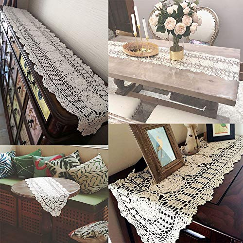 Kepswet 100% Algodón Hecho A Mano Crochet Encaje Oval Table