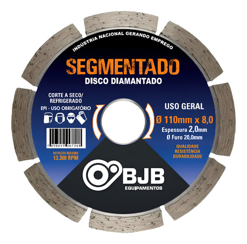  Disco Diamantado Concreto 110 X 20mm Para Makita Serra Mármore, Segmentado --  Bjb Equipamentos