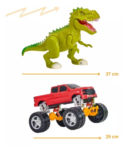 Caminhão Gigante T-rex Safari - Rodas Livres De 48cm + Dinos