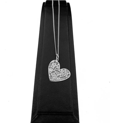 Dije Y Cadena Corazon Estilista Plata Fina 925 Con Envio 