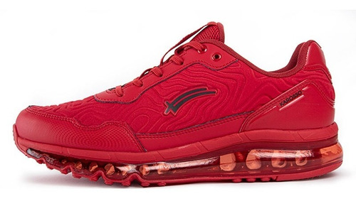 Imagen 2 de 6 de Tenis Karosso Grabado Suela De Aire Rojo Negro 7547 Hombre