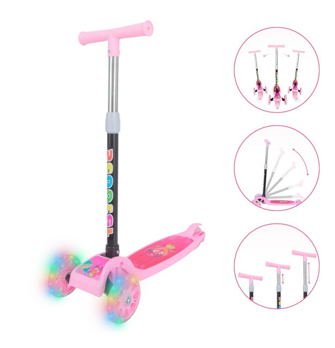 Patinete Plegable De 3 Ruedas For Niños Con Luces Led