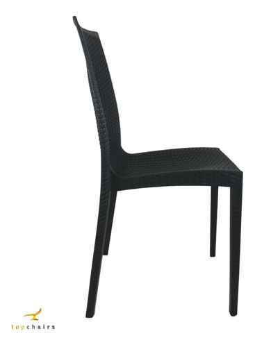Cadeira Rattan Plástica Jardim Preto Reforçada Top Chairs