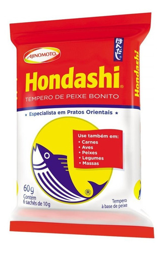 Tempero à Base de Peixe Hondashi Pacote 60g 6 Unidades