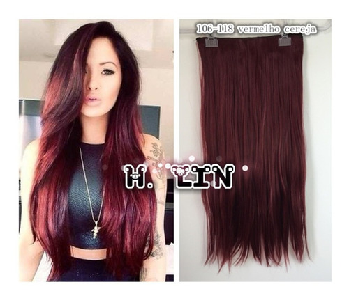 Cabelo Aplique Tic Tac Japonesa 60cm Cor118# Vermelho Cereja