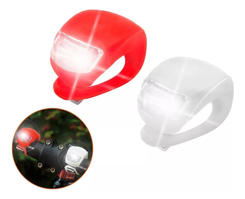 Kit Luces Bicicleta Silicona Led Blanca + Roja Pilas Bici