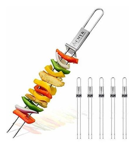 Brochetas Para Barbacoa Acero Inoxidable 6 Piezas Plateado