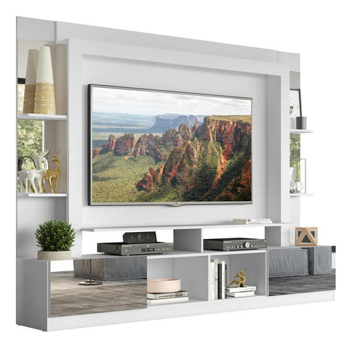 Estante Com Suporte Tv 65 E Espelho Oslo Multimóveis V3381 Cor Branco