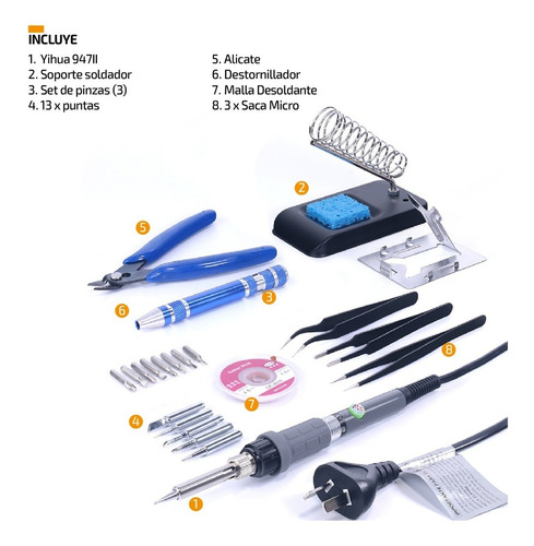 Imagen 3 de 7 de Kit Soldador De Estaño Profesional Lápiz Eléctrico Cautin