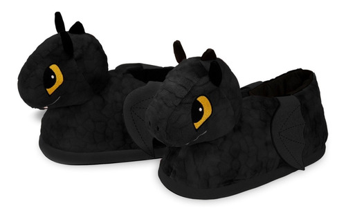 Pantufa 3d Dragão Preto Importway Adulta E Infantil Menino