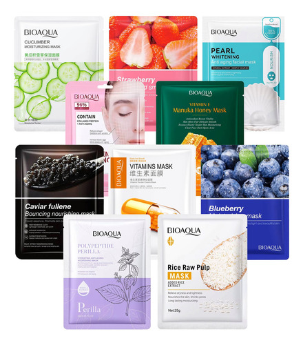 Pack De 10 Mascarillas Faciales Bioaqua De Tela Tipo de piel Mixta