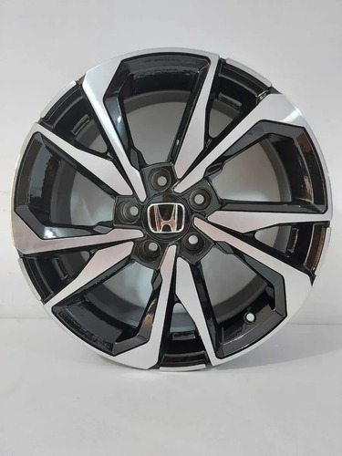 Jogo Roda Aro 17 Honda Civic Si Turbo 5x114 Zk988 Cor Preto Diamantado 5x114