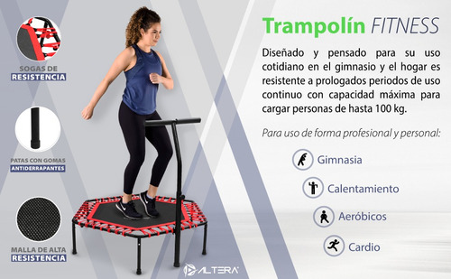 Trampolín Fitness Profesional Ejercicios Hexagonal 130 Cm