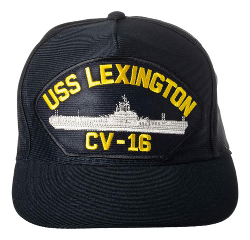 Gorra De Béisbol Con Parche Negro Uss Lexington Cv-16 Eagle 