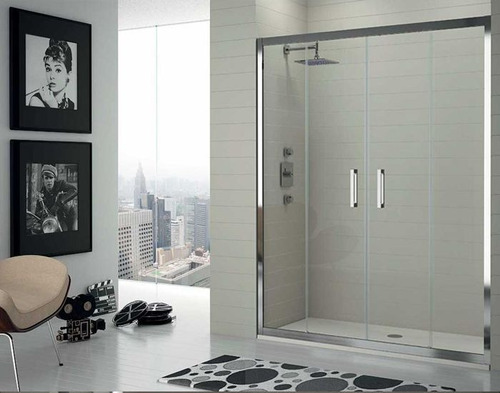 Imagen 2 de 10 de Mampara Baño 4 Hojas Vidrio Incoloro Templado 160 X 190