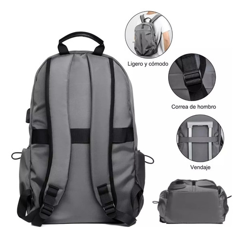 Mochila Estudiante Impermeable Antirrobo Con Puerto Usb