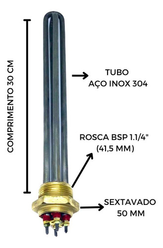 Resistência Boiler Rosca 1.1/4 2 Elementos 3000w