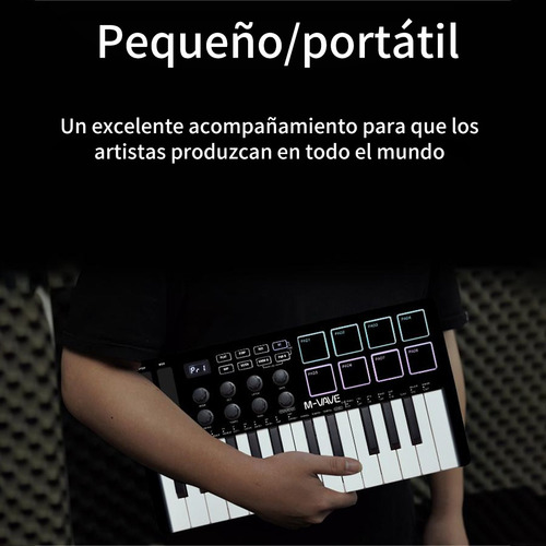 Controlador De Teclado Midi M-vave Smk-25 Portátil
