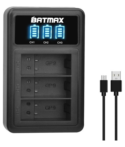 Kit 3x Bat Para Gopro Hero Black 12 + Carregador Usb Novo