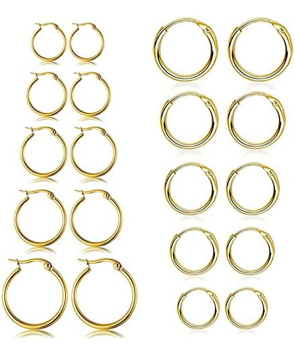 10 Pares De Pendientes De Aro Dorados Para Mujer, Conjunto