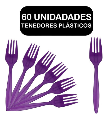 Pack 60 Tenedores Plástico Fiestas Colores Somoscotillon