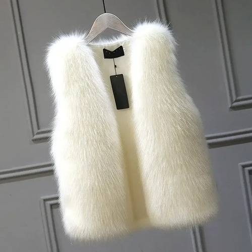 Chaqueta Tipo Chaleco De Piel De Zorro Para Mujer, Moda Otoñ