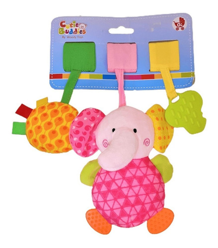 Sonajero Elefante Con Mordillo Y Chifle - Woody Toys Color Rosa