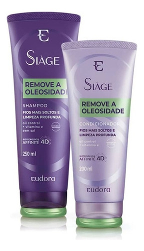  Shampoo Eudora Siàge Eudora Siàge Controla A Oleosidade remove a oleosidade de suave en garrafa de 250mL de 250g de 450mL