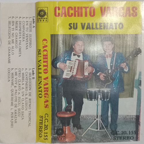 Cachito Vargas Su Vallenato Cassette Arg (1991) Cerro Cora Estándar (Usado)