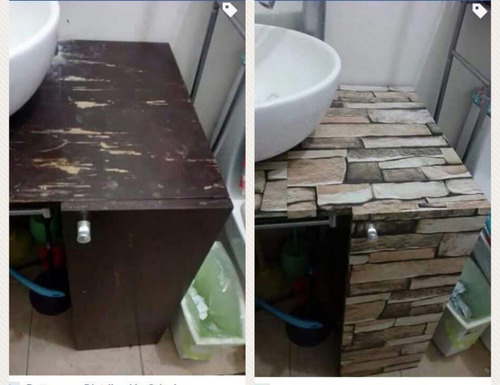 Imagen 3 de 6 de Rollo Papel Tapiz Auto Adherible Vinil Piedra Laja