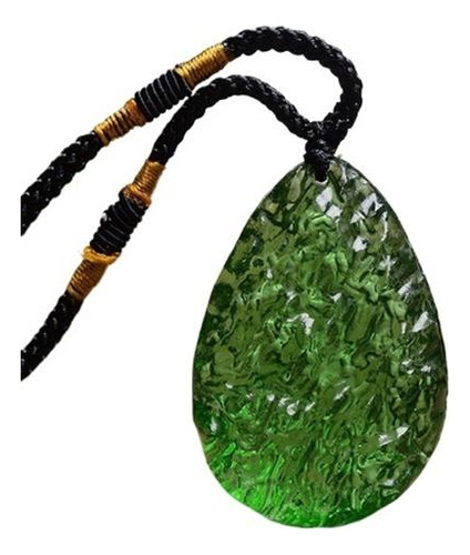 Collar De Piedra Curativa Triturada De Cristal Verde Con Met