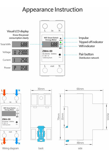 Imagen 7 de 10 de Llave Toma Medidor Consumo Wifi Tuya Smart