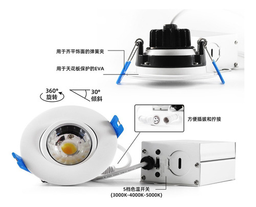 Luces De Ducha De 9 W, Focos De Techo Incrustados Blancos De