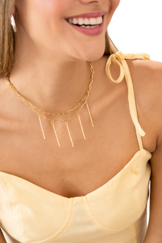 Collar Cadena Choker Elegante Baño Oro 24k Dama Mujer