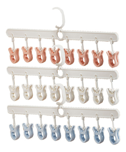 3pc 24 Clips Ganchos Para Calcetín 360° Ajustable Perchas