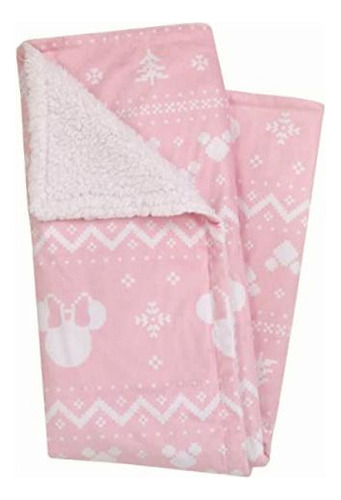 Disney Minnie Mouse Manta De Invierno De Sherpa Súper Suave Color Minnie Pink & White