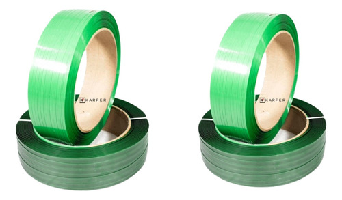 Kit 4 Rolos Fita De Arquear Pet Poliester Verde 13mm Ou 16mm