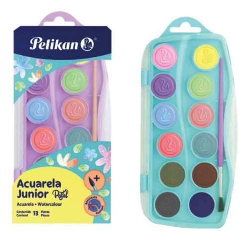 Acuarelas En Pasta Pelikan Escolar X12 Colores Pastel