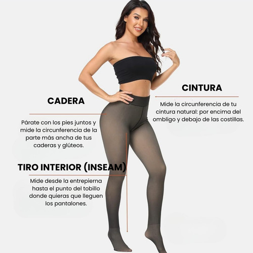 Medias Panty Con Micro-fleece Efectos Piel Térmica Abrigadas Negro Lisa Unico
