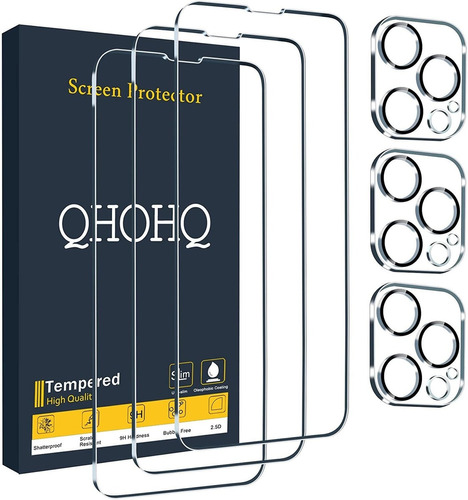 Qhohq [paquete De 3 + 3] Protector De Pantalla Para iPhone 1