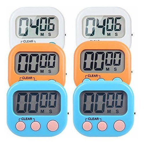6 Pack Small Digital Kitchen Timer Magnetic Back And 9sfze