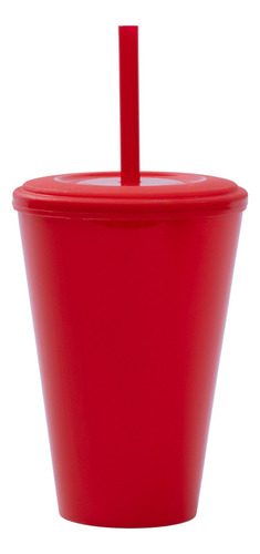 10 Vasos Conico Con Tapa Y Sorbete 420cc Color Rojo